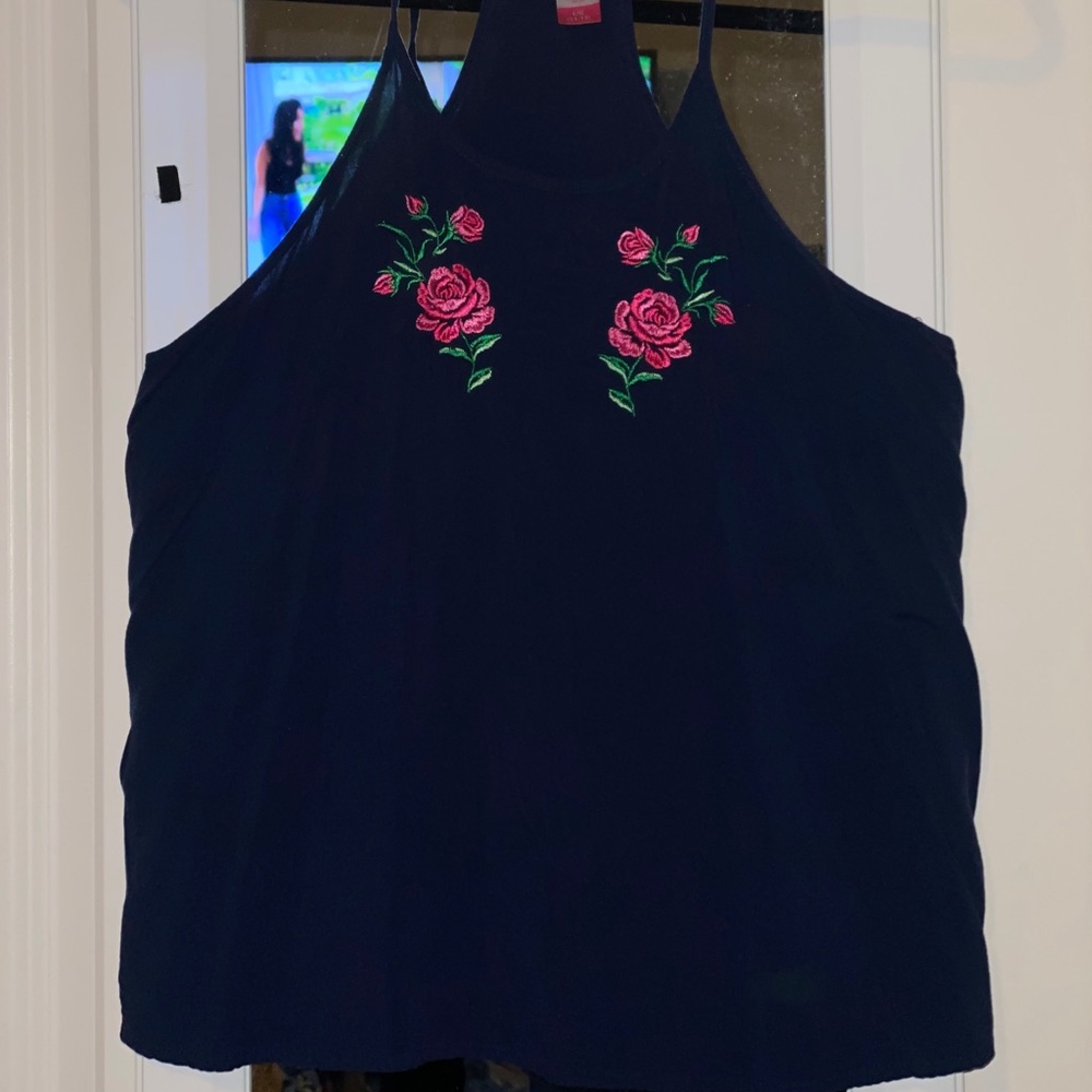 Navy blue with floral detail tank top